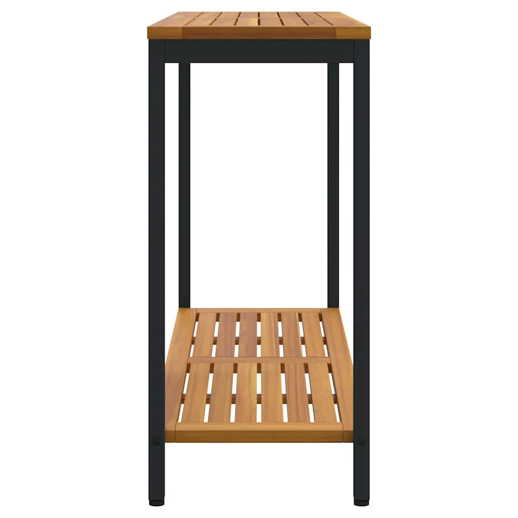 outdoor Tisch mit Speicher Natur und Schwarz 110 x 35 x 75 cm