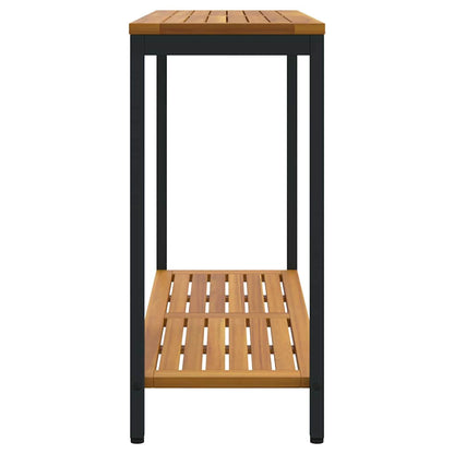 outdoor Tisch mit Speicher Natur und Schwarz 110 x 35 x 75 cm