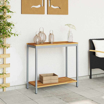 outdoor Tisch mit Speicher Natürlich und grau 80 x 35 x 75 cm