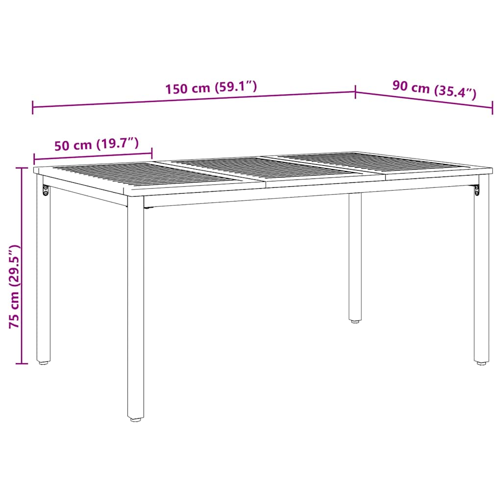 Gartentische Natur und Schwarz 150 x 90 x 75 cm