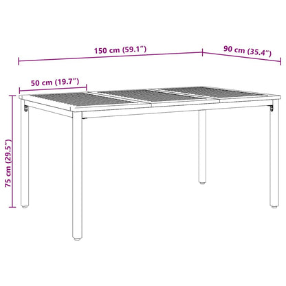 Gartentische Natur und Schwarz 150 x 90 x 75 cm