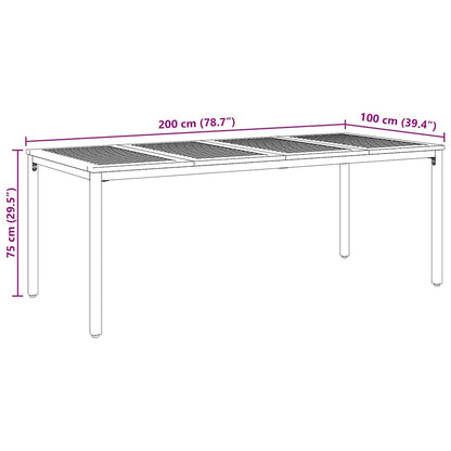 Gartentische Natur und Schwarz 200 x 90 x 75 cm