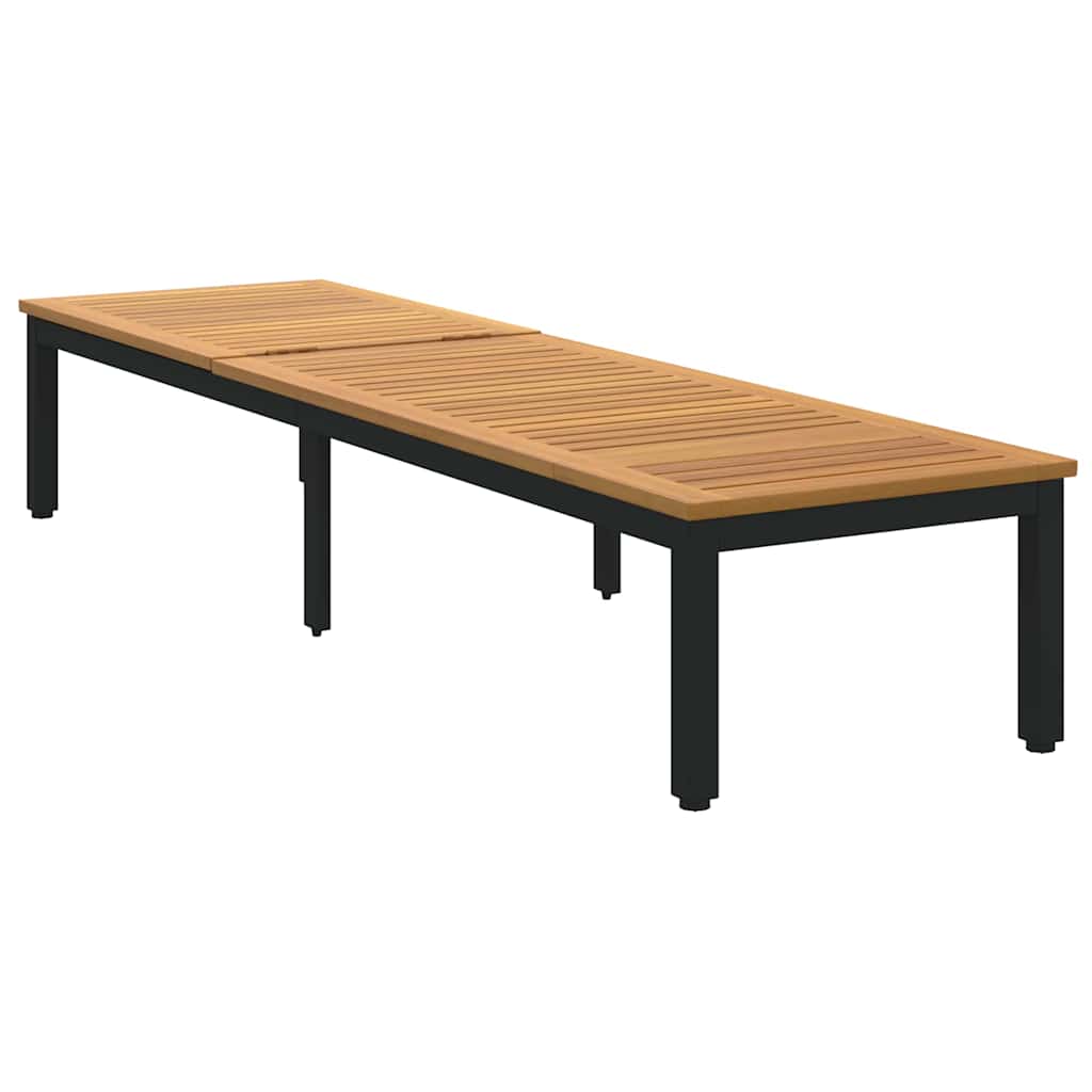 Sonnenliege 1-Person Schwarz 200 x 55 x 35cm Massivholz Akazie