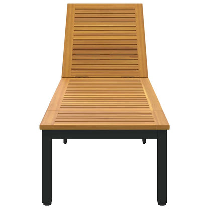 Sonnenliege 1-Person Schwarz 200 x 55 x 35cm Massivholz Akazie