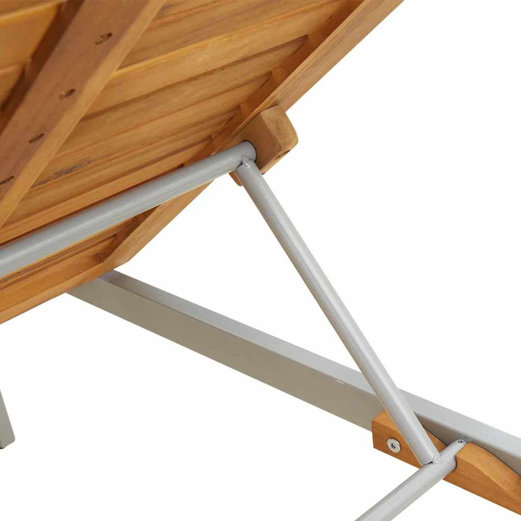 Sonnenliege 1-Person Grau 200 x 55 x 35cm Massivholz Akazie