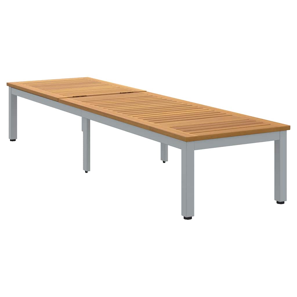 Sonnenliege 1-Person Grau 200 x 55 x 35cm Massivholz Akazie