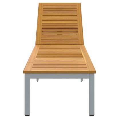 Sonnenliege 1-Person Grau 200 x 55 x 35cm Massivholz Akazie