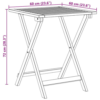 Klappbarer Gartentisch Natur 60 x 60 x 72 cm Akazie Massivholz