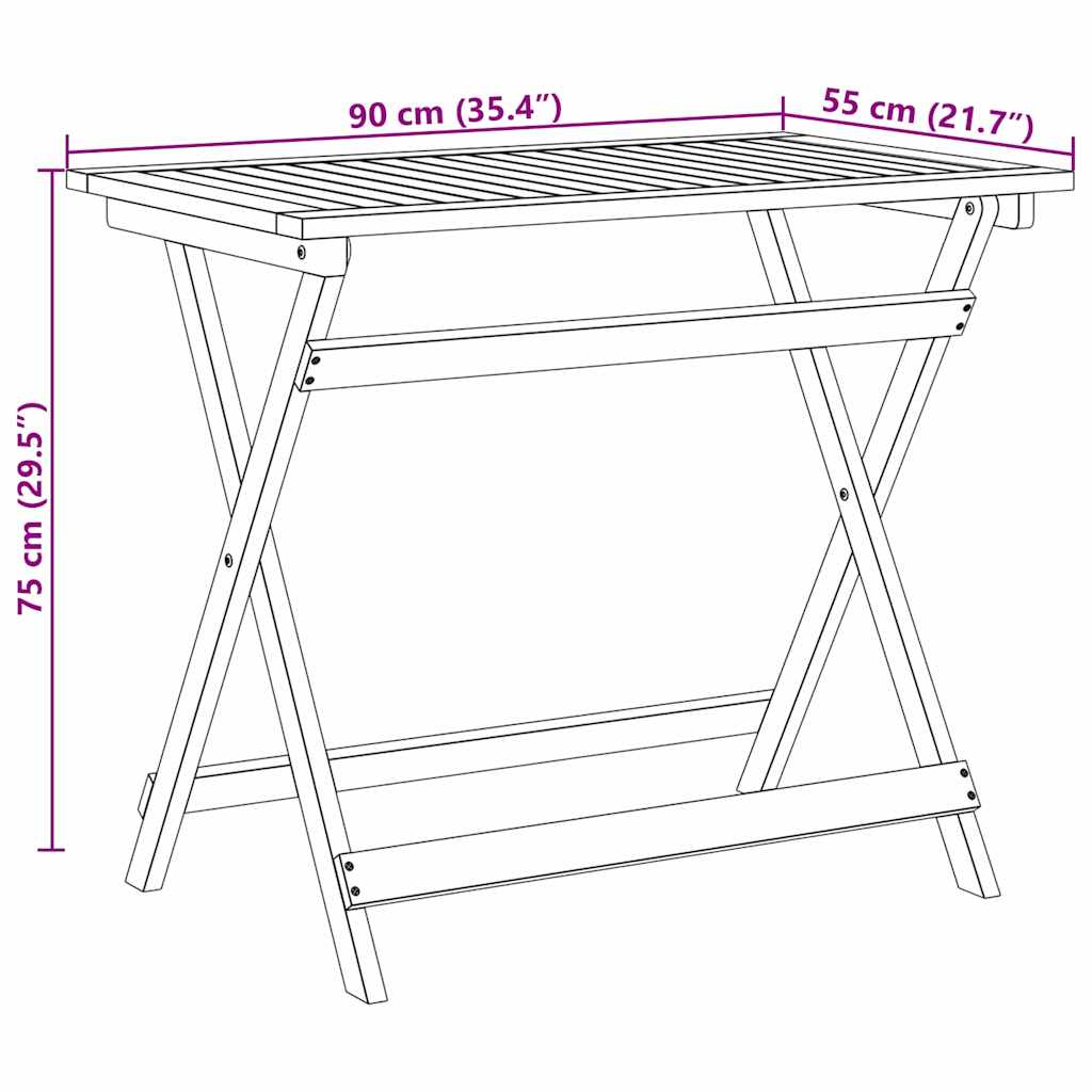 Gartentisch Falten Braun 90 x 55 x 75 cm Massivholz Akazie