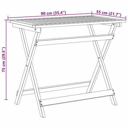 Gartentisch Falten Braun 90 x 55 x 75 cm Massivholz Akazie