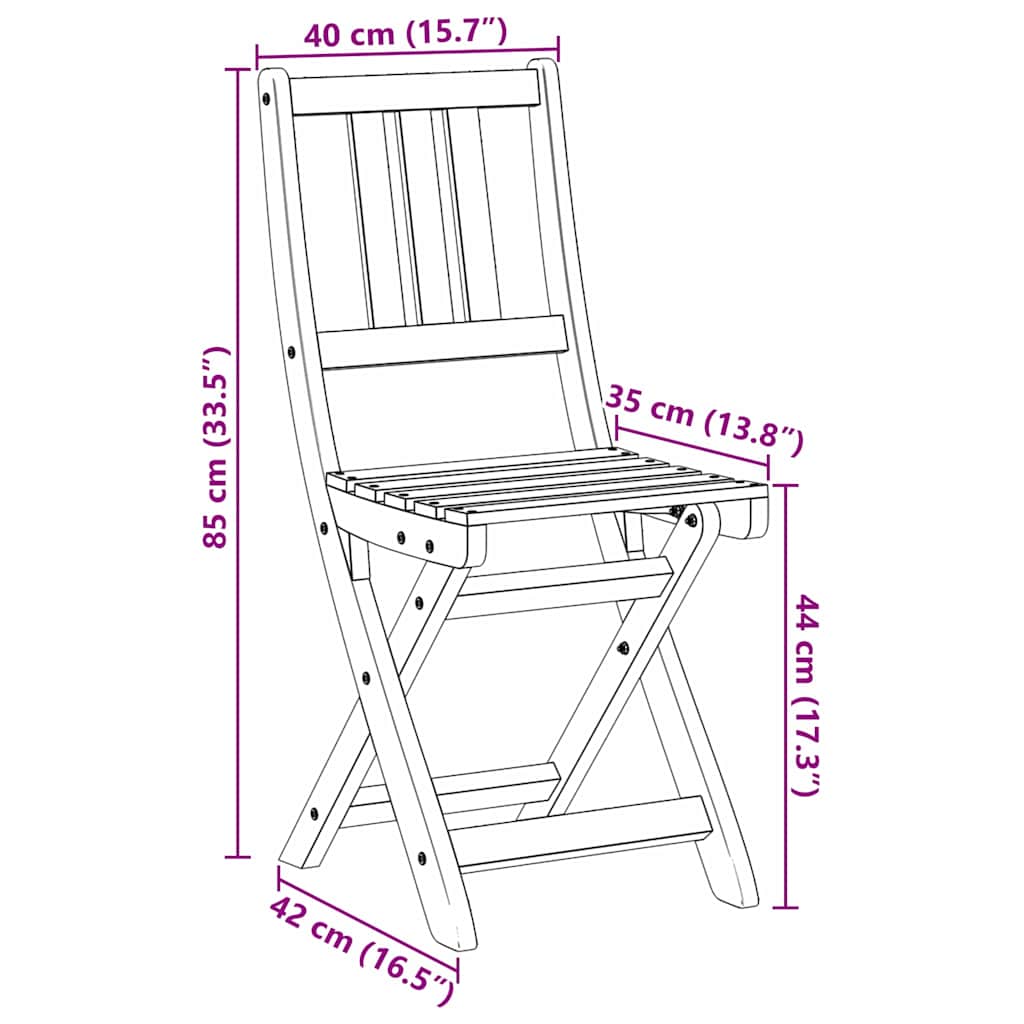 Gartenstuhl 2 pcs Braun 36 x 46 x 86cm Massivholz Akazie