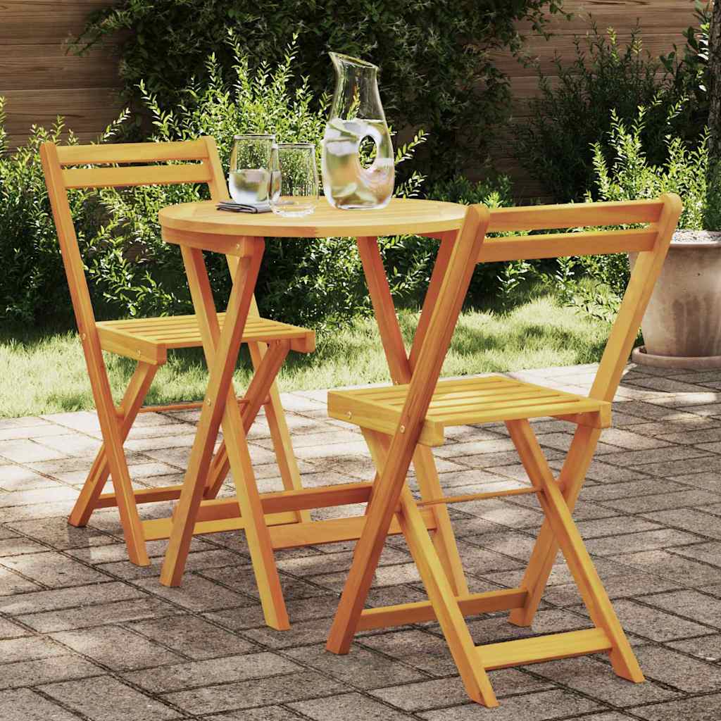 Garten Bistro Set mit Kissen 3 pcs Braun Massivholz Akazie