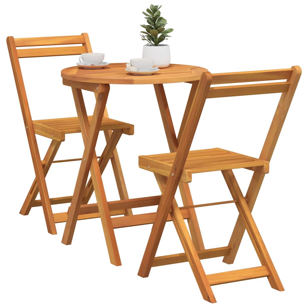 Garten Bistro Set mit Kissen 3 pcs Braun Massivholz Akazie