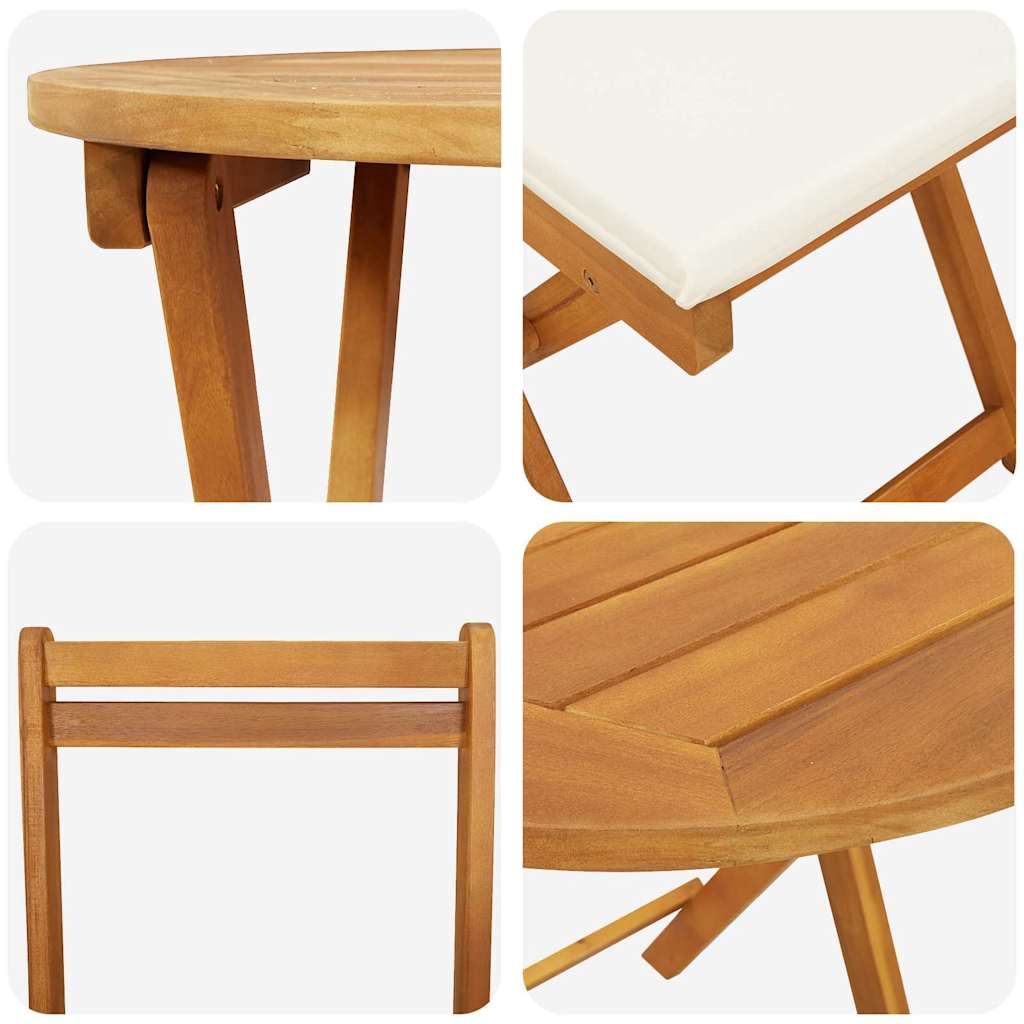 Garten Bistro Set mit Kissen 3 pcs Braun Massivholz Akazie