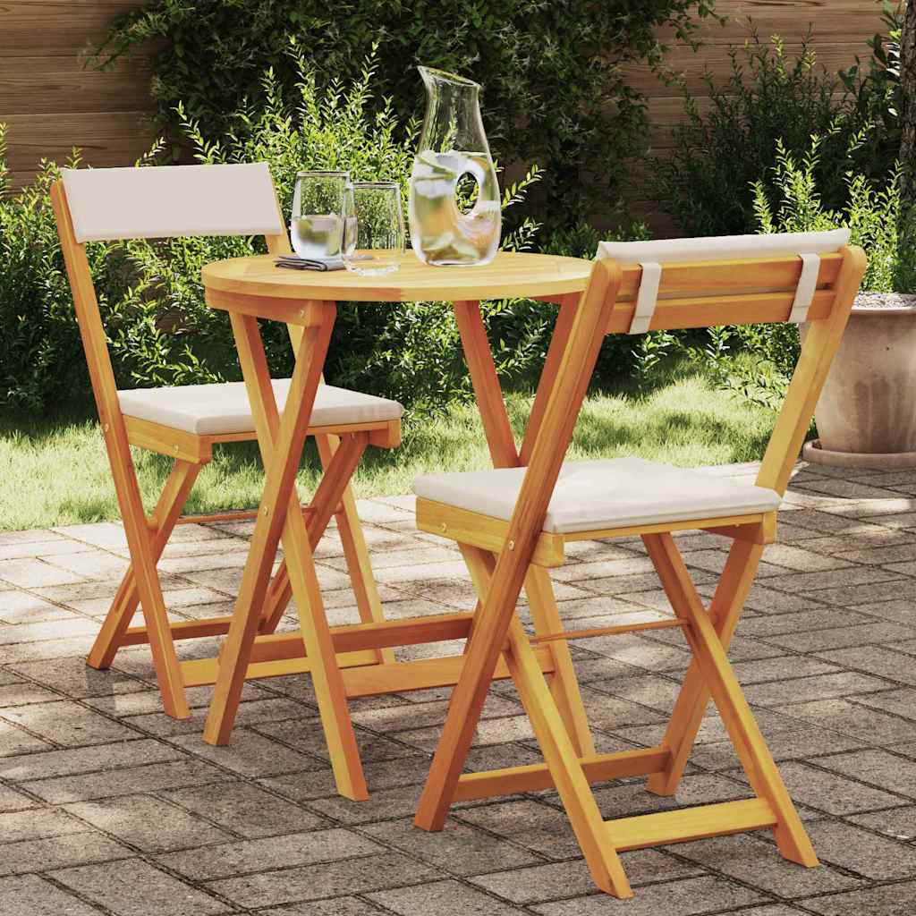 Garten Bistro Set mit Kissen 3 pcs Braun Massivholz Akazie