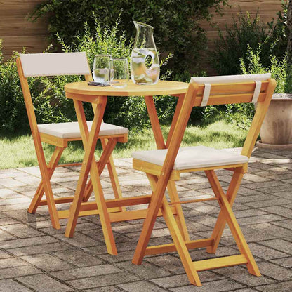 Garten Bistro Set mit Kissen 3 pcs Braun Massivholz Akazie