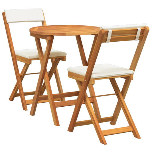 Garten Bistro Set mit Kissen 3 pcs Braun Massivholz Akazie