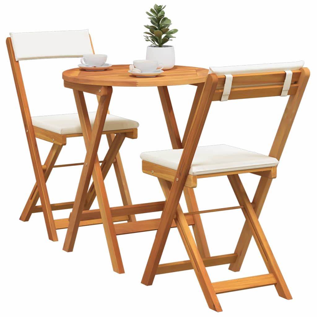 Garten Bistro Set mit Kissen 3 pcs Braun Massivholz Akazie