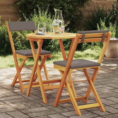 Garten Bistro Set mit Kissen 3 pcs Braun Massivholz Akazie