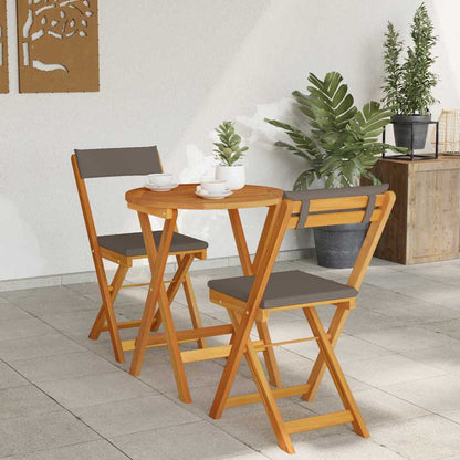 Garten Bistro Set mit Kissen 3 pcs Braun Massivholz Akazie
