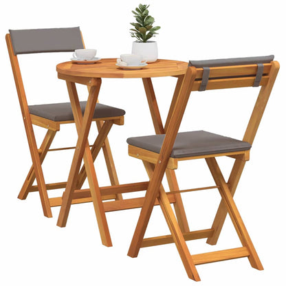 Garten Bistro Set mit Kissen 3 pcs Braun Massivholz Akazie