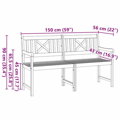 Gartenbank Braun 150 x 56 x 90 cm Massivholz Akazie