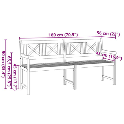 Gartenbank Braun 180 x 56 x 90 cm Massivholz Akazie