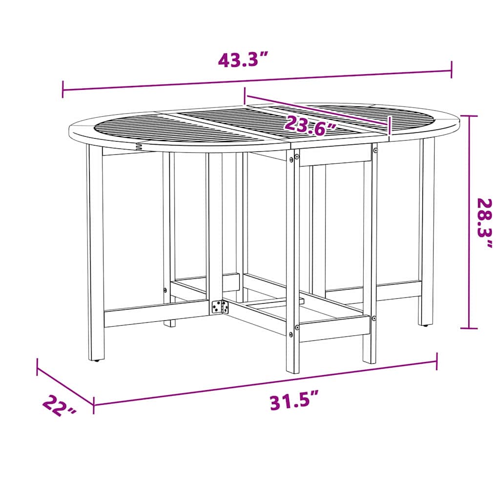Gartentisch Falten Braun 110 x 60 x 72 cm Massivholz Akazie