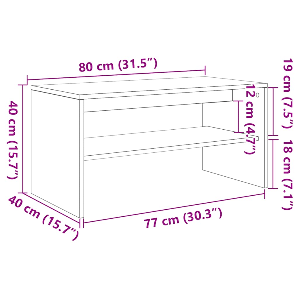 TV-skab Sort Eg Look 80x40x40 cm Træ Materiale