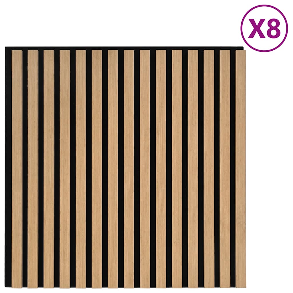 Akustik Wandpaneele 8 Stk. Lamellen 60,5x60 cm Eichenfurnier