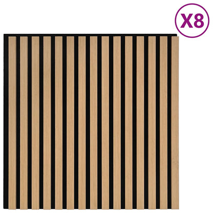 Akustik Wandpaneele 8 Stk. Lamellen 60,5x60 cm Eichenfurnier