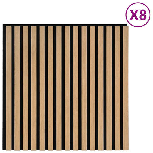 Akustik Wandpaneele 8 Stk. Lamellen 60,5x60 cm Eichenfurnier