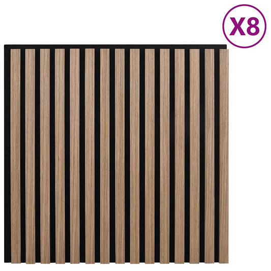 Akustik Wandpaneele 8 Stk. Lamellen 60,5x60 cm Eichenfurnier