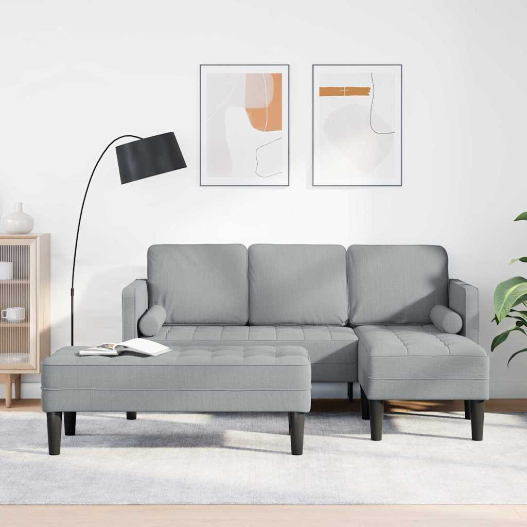 Sofa Set 2 pcs Hellgrau 173 x 131 x 67 cm Stoff