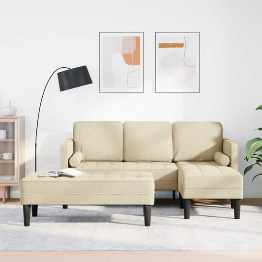 Sofa Set 2 pcs Cremefarben 173 x 131 x 67 cm Stoff