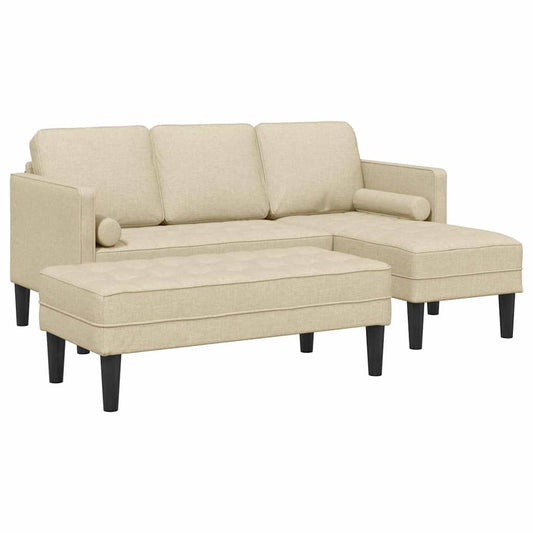 Sofa Set 2 pcs Cremefarben 173 x 131 x 67 cm Stoff