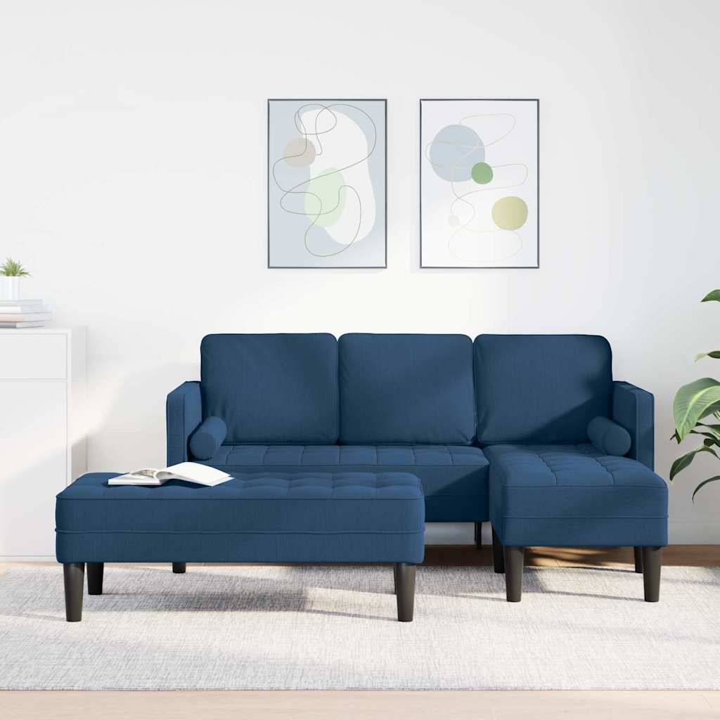 Sofa Set 2 pcs Blau 173 x 131 x 67 cm Stoff