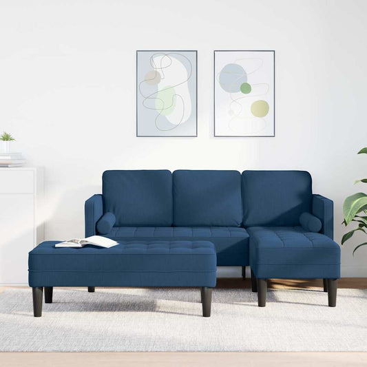 Sofa Set 2 pcs Blau 173 x 131 x 67 cm Stoff
