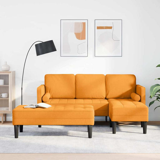 Sofa Set 2 pcs Dunkelgelb 173 x 131 x 67 cm Stoff
