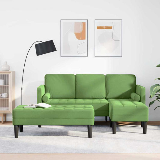 Sofa Set 2 pcs Hellgrün 173 x 131 x 67 cm Samt