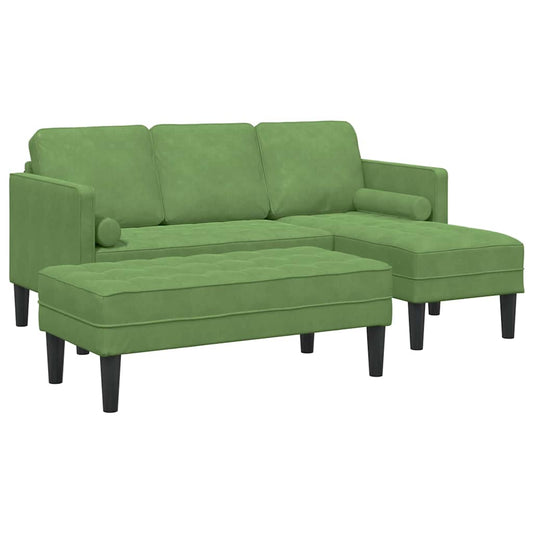 Sofa Set 2 pcs Hellgrün 173 x 131 x 67 cm Samt