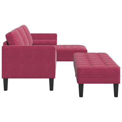Sofa Set 2 pcs Weinrot 173 x 131 x 67 cm Samt