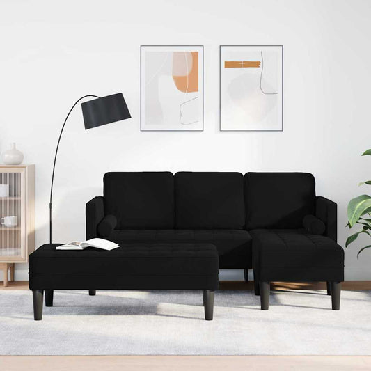 Sofa Set 2 pcs Schwarz 173 x 131 x 67 cm Samt