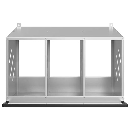 Hühner-Nistkasten mit 3 Fächern Verzinktes Silber Metall