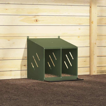 Hühner-Nistkasten mit 2 Fächern Olivgrün Metall