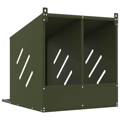 Hühner-Nistkasten mit 2 Fächern Olivgrün Metall