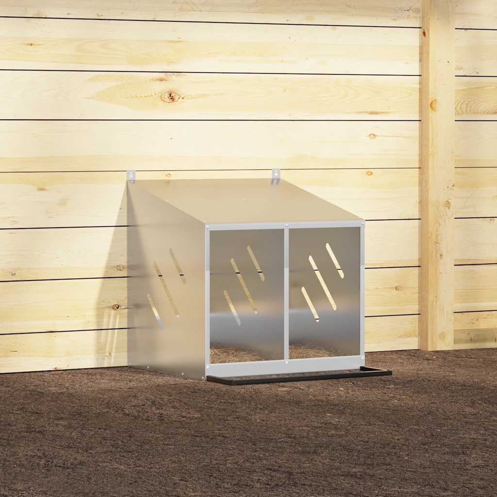Hühner-Nistkasten mit 2 Fächern Verzinktes Silber Metall