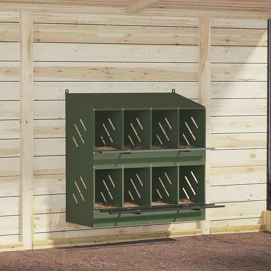 Hühner-Nistkasten mit 8 Fächern Olivgrün Metall