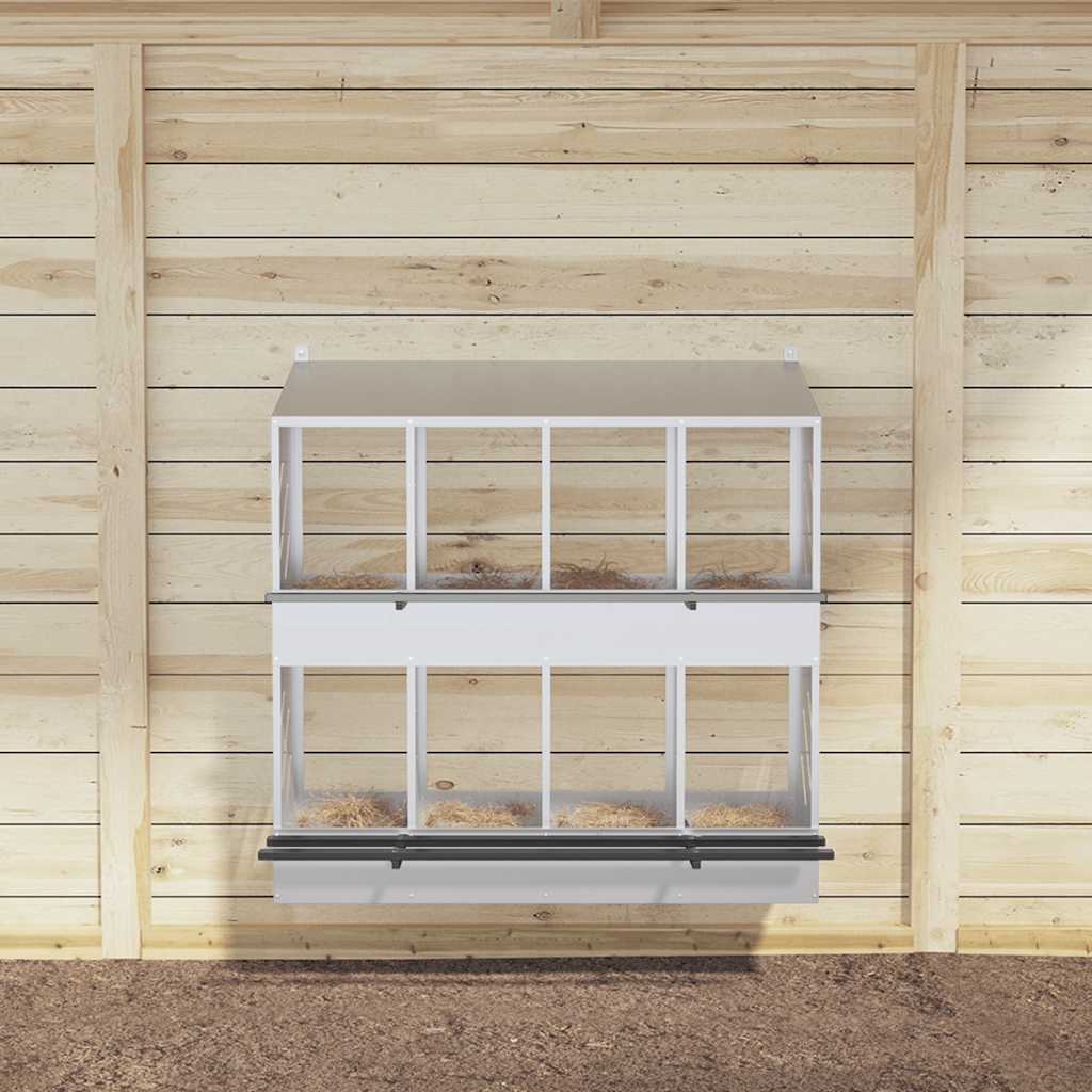 Hühner-Nistkasten mit 8 Fächern Verzinktes Silber Metall