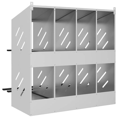 Hühner-Nistkasten mit 8 Fächern Verzinktes Silber Metall